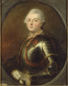 Jean Baptiste Charles Henri Hector, comte d'Estaing, seen in a 1769 portrait by Jean-Baptiste Le Brun. (Wikipedia.)