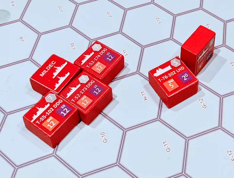 Prototype red blocks from Littoral Commander: Indo-Pacific.