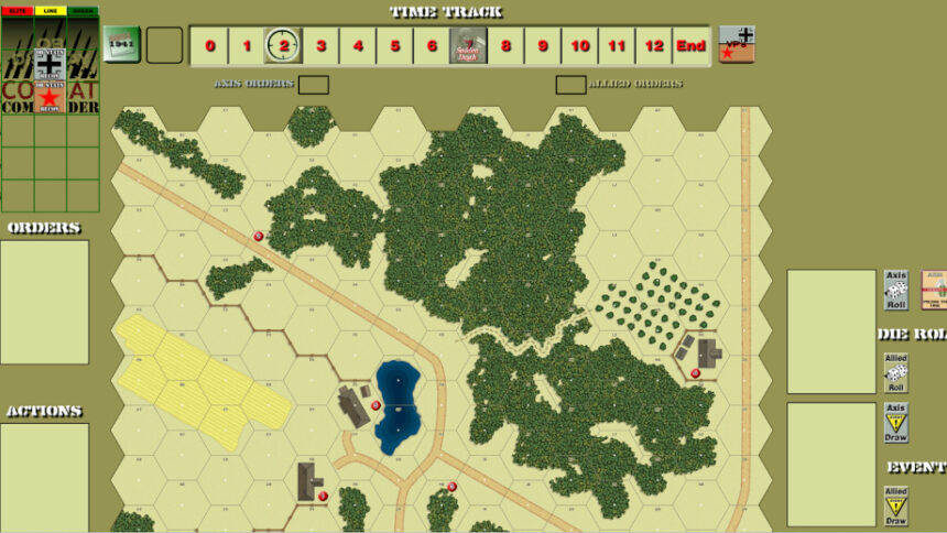 An image of part of the Combat Commander: Europe map for the Fat Lipski scenario.