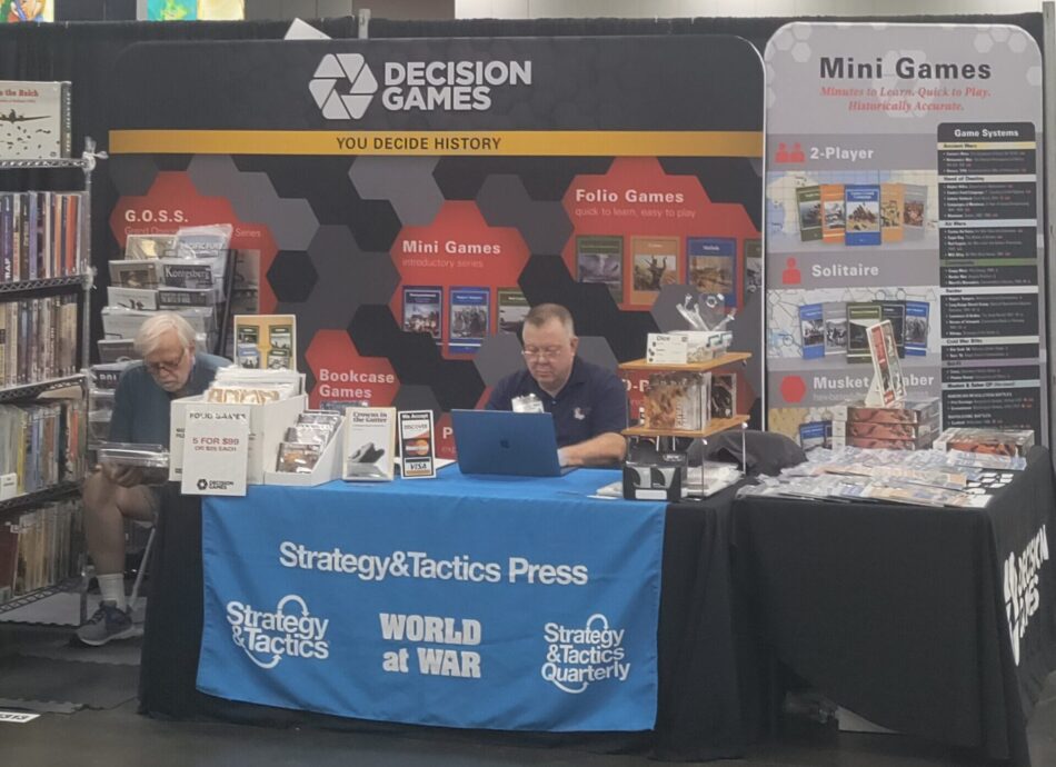The Decision Games booth at Origins 2023. (Andrew Bucholtz photo.)