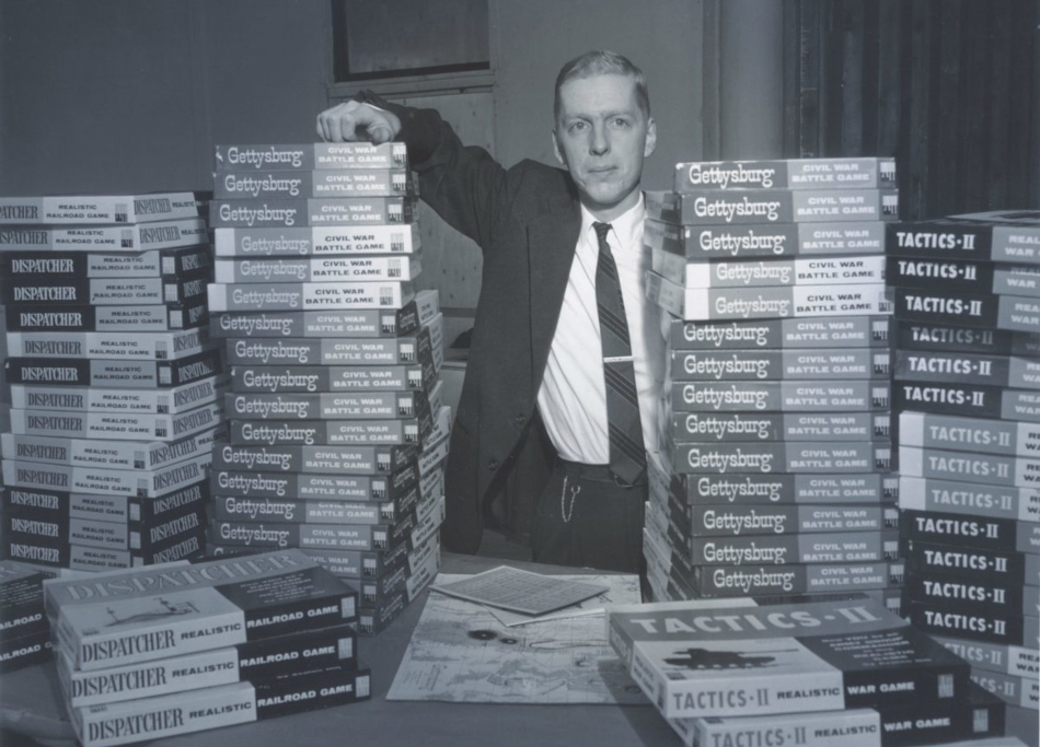Charles S. Roberts with some of his designs.