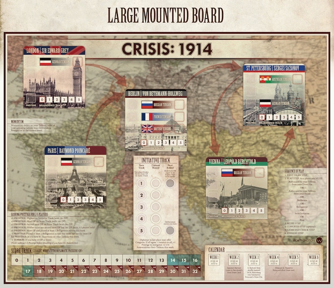 Board for Crisis: 1914 by Sean Cooke at Worthington Publishing, July 2023.