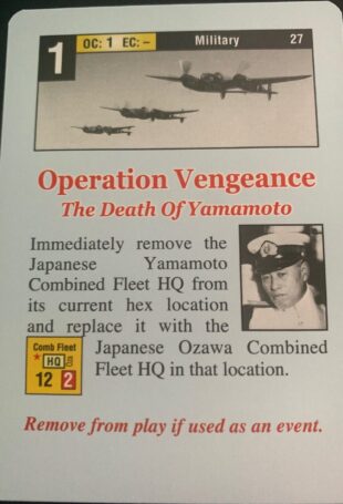 The "Operation Vengeance" card from Empire of the Sun.