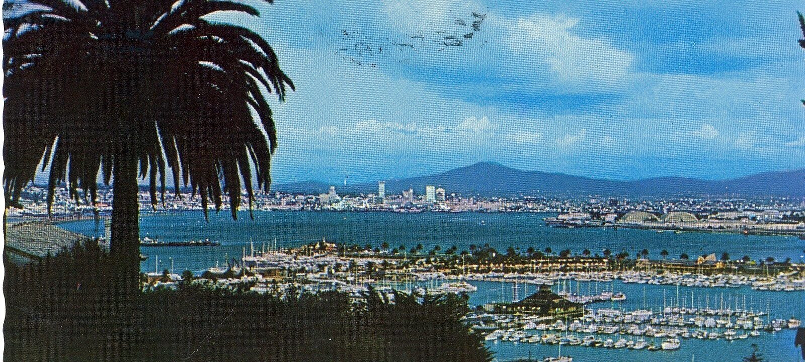 A postcard of Shelter Island and San Diego Bay as seen from Point Loma, postmarked June 16, 1972. (Mike Roberts on Wikipedia.)