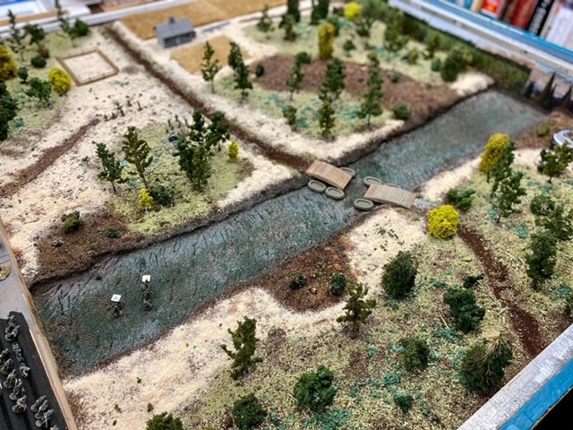 A 20mm Battleground game on one of the club's sand tables.